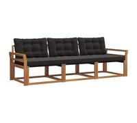 vidaXL Ensemble de canapés d'extérieur 3 pcs Naturel et Noir, Canapé sectionnel Moderne, mobilier de Jardin résistant, Salon de terrasse, Coin détente extérieur