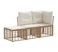 vidaXL Ensemble de canapés d'extérieur 3 pcs Naturel Polyester, Mobilier de Patio, Ensemble Lounge extérieur, canapé de Jardin, Modular, résistant aux intempéries