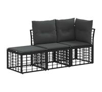 vidaXL Ensemble de canapés d'extérieur 3 pcs Noir Polyester, Mobilier de Patio, Ensemble Lounge extérieur, canapé de Jardin, Modular, résistant aux intempéries