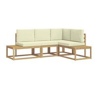 vidaXL Ensemble de canapés d'extérieur 3 Pièce Blanc et crème, Canapé en Acacia, Ensemble Moderne pour extérieur, sièges Confortables, sectionnel résistant pour détente en Plein air
