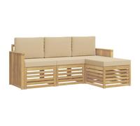 vidaXL Ensemble de canapés d'extérieur 4 pcs Blanc et Beige, Canapé d'angle de Jardin, Salon Moderne, mobilier extérieur pour Un Confort sur Votre terrasse