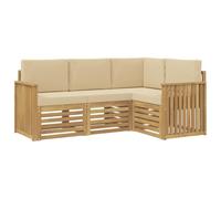 vidaXL Ensembles de canapés 4 pcs Blanc et Beige 187,5 x 128,5 x 73 cm, Ensemble de Salon de Jardin, canapé Moderne, Meubles sectionnels pour la terrasse, Confort sur Le Patio