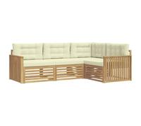 vidaXL Ensemble de canapés d'extérieur 4 pcs Blanc et crème, Canapé de Jardin, Moderne et résistant aux intempéries, Ensemble Convivial pour se détendre en terrasse