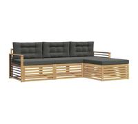 vidaXL Ensemble de canapés d'extérieur 4 pcs Blanc et Anthracite, Sofa d'extérieur, Set modulaire pour Jardin, Fauteuil Moderne, idéal pour se détendre en terrasse