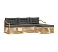 vidaXL Ensemble de canapés d'extérieur 4 pcs Blanc et Anthracite, Sofa d'extérieur, Set modulaire pour Jardin, Fauteuil Moderne, idéal pour se détendre en terrasse