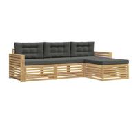 vidaXL Ensemble de canapés d'extérieur 4 pcs Blanc et Anthracite, Sofa d'extérieur, Set modulaire pour Jardin, Fauteuil Moderne, idéal pour se détendre en terrasse