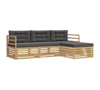 vidaXL Ensemble de canapés d'extérieur 4 pcs Blanc et Anthracite, Sofa d'extérieur, Set modulaire pour Jardin, Fauteuil Moderne, idéal pour se détendre en terrasse