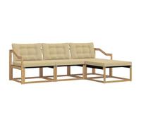 vidaXL Ensemble de canapés d'extérieur 4 pcs Blanc et Beige, Canapé de Jardin, Ensemble de Salon Moderne, mobilier extérieur Solide, pour Un Espace de Vie Confortable