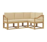 vidaXL Ensemble de canapés d'extérieur 4 pcs Blanc et Beige, Canapé de Jardin, mobilier sectionnel Moderne, Salon de Jardin, assises de Patio Robustes, Ensemble Confortable pour la terrasse.