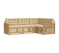vidaXL Ensemble de canapés d'extérieur 4 pcs Blanc et Beige, Canapé de Jardin, Moderne et résistant aux intempéries, Ensemble Convivial pour se détendre en terrasse