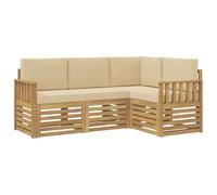 vidaXL Ensemble de canapés d'extérieur 4 pcs Blanc et Beige, Ensemble de Salon de Jardin, canapé Moderne, Meubles sectionnels pour la terrasse, Confort sur Le Patio