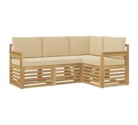 vidaXL Ensemble de canapés d'extérieur 4 pcs Blanc et Beige, Ensemble de Salon de Jardin, canapé Moderne, Meubles sectionnels pour la terrasse, Confort sur Le Patio