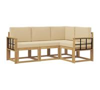 vidaXL Ensemble de canapés d'extérieur 4 pcs Blanc et Beige, Mobilier de Jardin, canapé Moderne extérieur, Coin Salon Confortable pour terrasse, Ensemble Lounge résistant