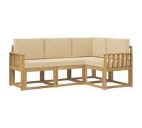 vidaXL Ensemble de canapés d'extérieur 4 pcs Blanc et Beige, Mobilier de Jardin, canapé Moderne extérieur, Coin Salon Confortable pour terrasse, Ensemble Lounge résistant