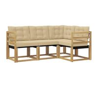 vidaXL Ensemble de canapés d'extérieur 4 pcs Blanc et Beige, Mobilier de Jardin, Ensemble de canapés Moderne, Espace Dehors Relax, Assise Durable, Confort Parfait