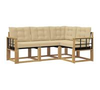 vidaXL Ensemble de canapés d'extérieur 4 pcs Blanc et Beige, Mobilier de Jardin, Ensemble de canapés Moderne, Espace Dehors Relax, Assise Durable, Confort Parfait