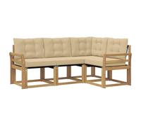 vidaXL Ensemble de canapés d'extérieur 4 pcs Blanc et Beige, Mobilier de Jardin, Ensemble de canapés Moderne, Espace Dehors Relax, Assise Durable, Confort Parfait