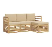 vidaXL Ensemble de canapés d'extérieur 4 pcs Blanc et Beige Polyester, Canapé d'angle de Jardin, Salon Moderne, mobilier extérieur pour Un Confort sur Votre terrasse