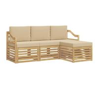 vidaXL Ensemble de canapés d'extérieur 4 pcs Blanc et Beige Polyester, Canapé d'angle de Jardin, Salon Moderne, mobilier extérieur pour Un Confort sur Votre terrasse