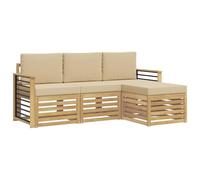 vidaXL Ensemble de canapés d'extérieur 4 pcs Blanc et Beige Polyester, Canapé d'angle de Jardin, Salon Moderne, mobilier extérieur pour Un Confort sur Votre terrasse