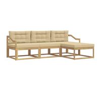 vidaXL Ensemble de canapés d'extérieur 4 pcs Blanc et Beige Polyester, Canapé de Jardin Moderne, résistant aux intempéries, mobilier Confortable pour terrasse, Options stylées pour Le Jardin