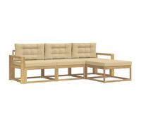 vidaXL Ensemble de canapés d'extérieur 4 pcs Blanc et Beige Polyester, Canapé de Jardin Moderne, résistant aux intempéries, mobilier Confortable pour terrasse, Options stylées pour Le Jardin