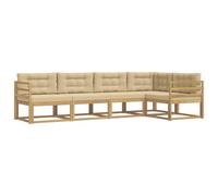 vidaXL Ensemble de canapés d'extérieur 4 pcs Blanc et Beige Polyester, Ensemble Moderne de Meubles de Jardin, canapé d'angle résistant, agréable pour l'extérieur, Couleur Acacia