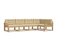 vidaXL Ensemble de canapés d'extérieur 4 pcs Blanc et Beige Polyester, Ensemble Moderne de Meubles de Jardin, canapé d'angle résistant, agréable pour l'extérieur, Couleur Acacia