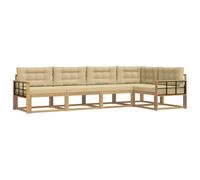 vidaXL Ensemble de canapés d'extérieur 4 pcs Blanc et Beige Polyester, Ensemble Moderne de Meubles de Jardin, canapé d'angle résistant, agréable pour l'extérieur, Couleur Acacia