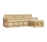 vidaXL Ensemble de canapés d'extérieur 4 pcs Blanc et Beige Polyester, Sofa d'extérieur, Set modulaire pour Jardin, Fauteuil Moderne, idéal pour se détendre en terrasse