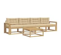 vidaXL Ensemble de canapés d'extérieur 4 pcs Blanc et Beige, Salon de Jardin extérieur, Ensemble Moderne, modularité, résistant aux intempéries, Confort au Jardin