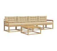 vidaXL Ensemble de canapés d'extérieur 4 pcs Blanc et Beige, Salon de Jardin extérieur, Ensemble Moderne, modularité, résistant aux intempéries, Confort au Jardin