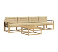 vidaXL Ensemble de canapés d'extérieur 4 pcs Blanc et Beige, Salon de Jardin extérieur, Ensemble Moderne, modularité, résistant aux intempéries, Confort au Jardin
