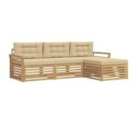 vidaXL Ensemble de canapés d'extérieur 4 pcs Blanc et Beige, Sofa d'extérieur, Set modulaire pour Jardin, Fauteuil Moderne, idéal pour se détendre en terrasse