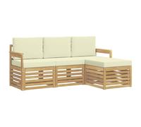 vidaXL Ensemble de canapés d'extérieur 4 pcs Blanc et crème, Canapé d'angle de Jardin, Salon Moderne, mobilier extérieur pour Un Confort sur Votre terrasse