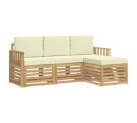 vidaXL Ensemble de canapés d'extérieur 4 pcs Blanc et crème, Canapé d'angle de Jardin, Salon Moderne, mobilier extérieur pour Un Confort sur Votre terrasse