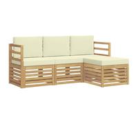 vidaXL Ensemble de canapés d'extérieur 4 pcs Blanc et crème, Canapé d'angle de Jardin, Salon Moderne, mobilier extérieur pour Un Confort sur Votre terrasse