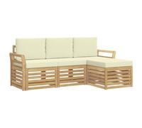 vidaXL Ensemble de canapés d'extérieur 4 pcs Blanc et crème, Canapé d'angle de Jardin, Salon Moderne, mobilier extérieur pour Un Confort sur Votre terrasse