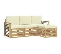 vidaXL Ensemble de canapés d'extérieur 4 pcs Blanc et crème, Canapé d'angle de Jardin, Salon Moderne, mobilier extérieur pour Un Confort sur Votre terrasse