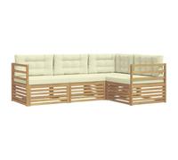 vidaXL Ensemble de canapés d'extérieur 4 pcs Blanc et crème, Canapé de Jardin, Moderne et résistant aux intempéries, Ensemble Convivial pour se détendre en terrasse