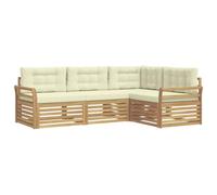 vidaXL Ensemble de canapés d'extérieur 4 pcs Blanc et crème, Canapé de Jardin, Moderne et résistant aux intempéries, Ensemble Convivial pour se détendre en terrasse