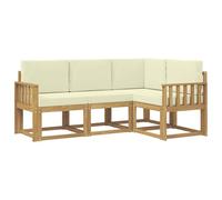 vidaXL Ensemble de canapés d'extérieur 4 pcs Blanc et crème, Mobilier de Jardin, canapé Moderne extérieur, Coin Salon Confortable pour terrasse, Ensemble Lounge résistant