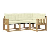 vidaXL Ensemble de canapés d'extérieur 4 pcs Blanc et crème, Mobilier de Jardin, Ensemble de canapés Moderne, Espace Dehors Relax, Assise Durable, Confort Parfait