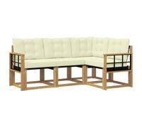 vidaXL Ensemble de canapés d'extérieur 4 pcs Blanc et crème, Mobilier de Jardin, Ensemble de canapés Moderne, Espace Dehors Relax, Assise Durable, Confort Parfait