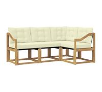vidaXL Ensemble de canapés d'extérieur 4 pcs Blanc et crème, Mobilier de Jardin, Ensemble de canapés Moderne, Espace Dehors Relax, Assise Durable, Confort Parfait