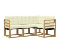 vidaXL Ensemble de canapés d'extérieur 4 pcs Blanc et crème, Mobilier de Jardin, Ensemble de canapés Moderne, Espace Dehors Relax, Assise Durable, Confort Parfait