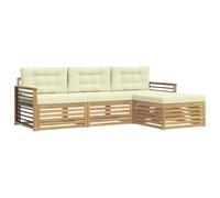 vidaXL Ensemble de canapés d'extérieur 4 pcs Blanc et crème Polyester, Canapé de Jardin, Ensemble sectionnel Moderne pour terrasse, Confort et Style au Quotidien