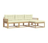 vidaXL Ensemble de canapés d'extérieur 4 pcs Blanc et crème Polyester, Canapé de Jardin Moderne, résistant aux intempéries, mobilier Confortable pour terrasse, Options stylées pour Le Jardin
