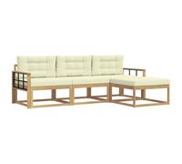 vidaXL Ensemble de canapés d'extérieur 4 pcs Blanc et crème Polyester, Canapé de Jardin Moderne, résistant aux intempéries, mobilier Confortable pour terrasse, Options stylées pour Le Jardin