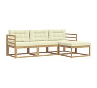 vidaXL Ensemble de canapés d'extérieur 4 pcs Blanc et crème Polyester, Canapé de Jardin Moderne, résistant aux intempéries, mobilier Confortable pour terrasse, Options stylées pour Le Jardin